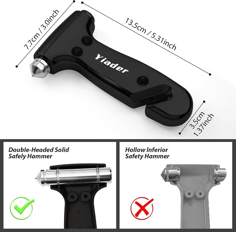 Yiader Store Car Safety Hammer, 3-in-1 Emergency Escape Tool with Window Breaker and Seat Belt Cutter, Safety Emergency Car Escape Tool for Car, Matte Black - Image 2
